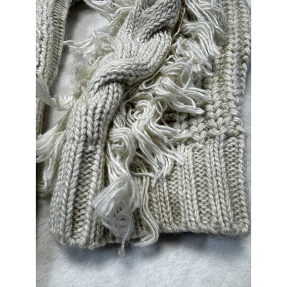 Vici Chunky Fringe Cable Knit Sweater XL Cream Acrylic Boho Textured Pullover - Picture 3 of 12